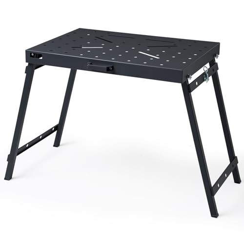 OLBRUS Welding Table Foldable Work Bench, Black | 1000LBS Capacity Heavy-Duty