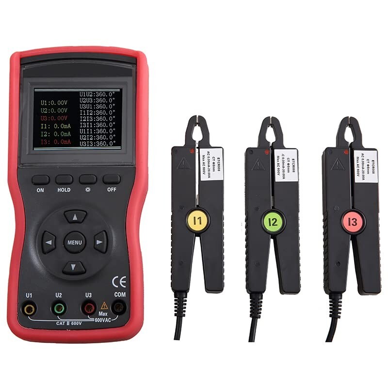 Auto Three phase Digital Phase Voltmeter AC Current Voltage Tester RS232 Port