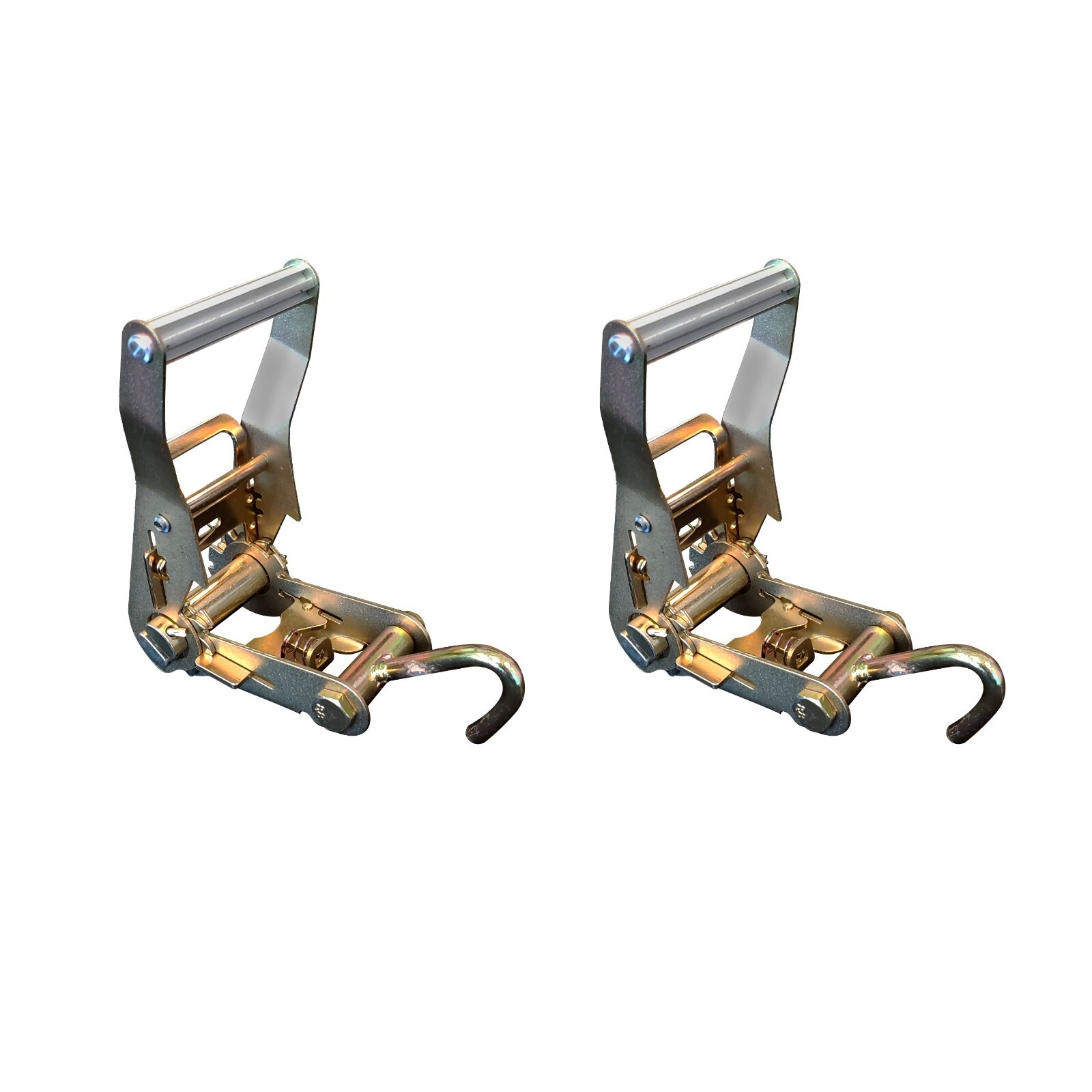 2 Pack 2" Ratchet Tie Down w/ J-Hook for Auto Car Hauler Flatbed Strap Tow Truck