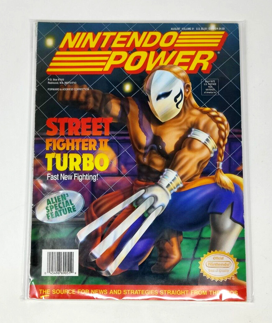 Nintendo Power - Volume 51 Street Fighter II Turbo w/ Poster, Cards, Poll, Cert