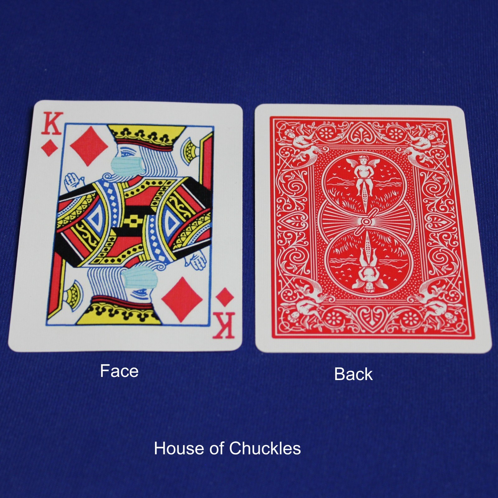Covid Masked King of Diamonds, Bicycle Printed Gaff Card, Red