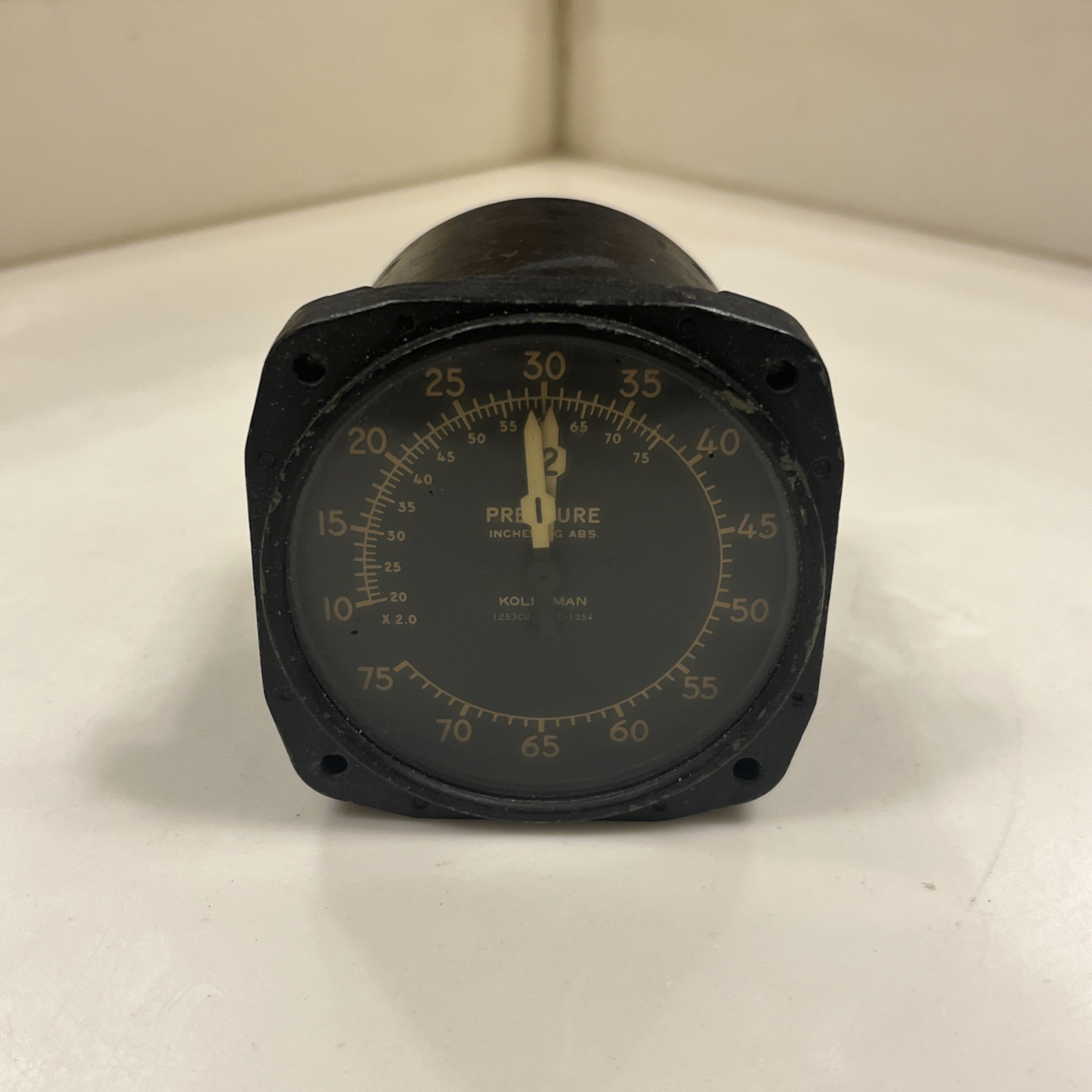 Kollsman Dual Manifold Pressure Gauge 10-75 in Hg ABS
