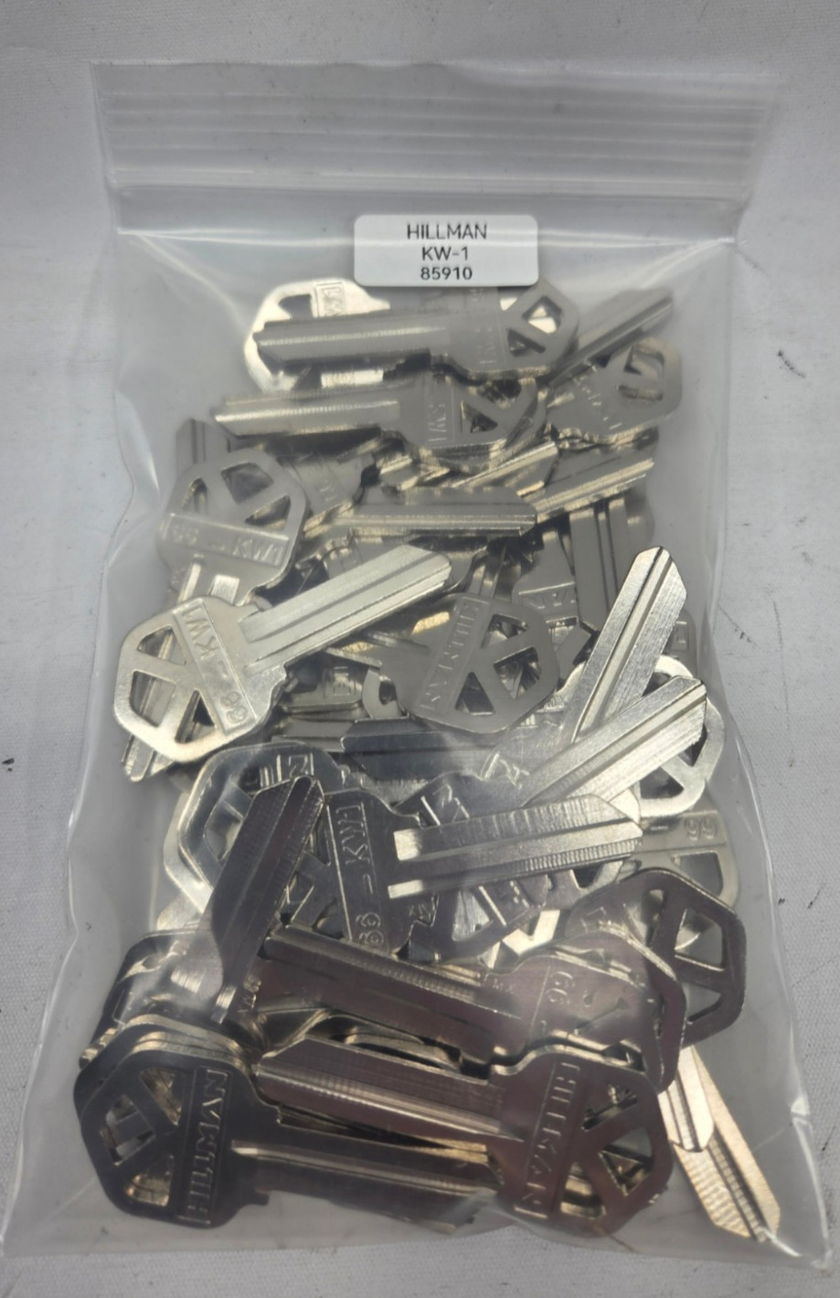 50  Hillman KW1 Key Blanks 85910 Nickle Plated Brass NEW out of the original Box