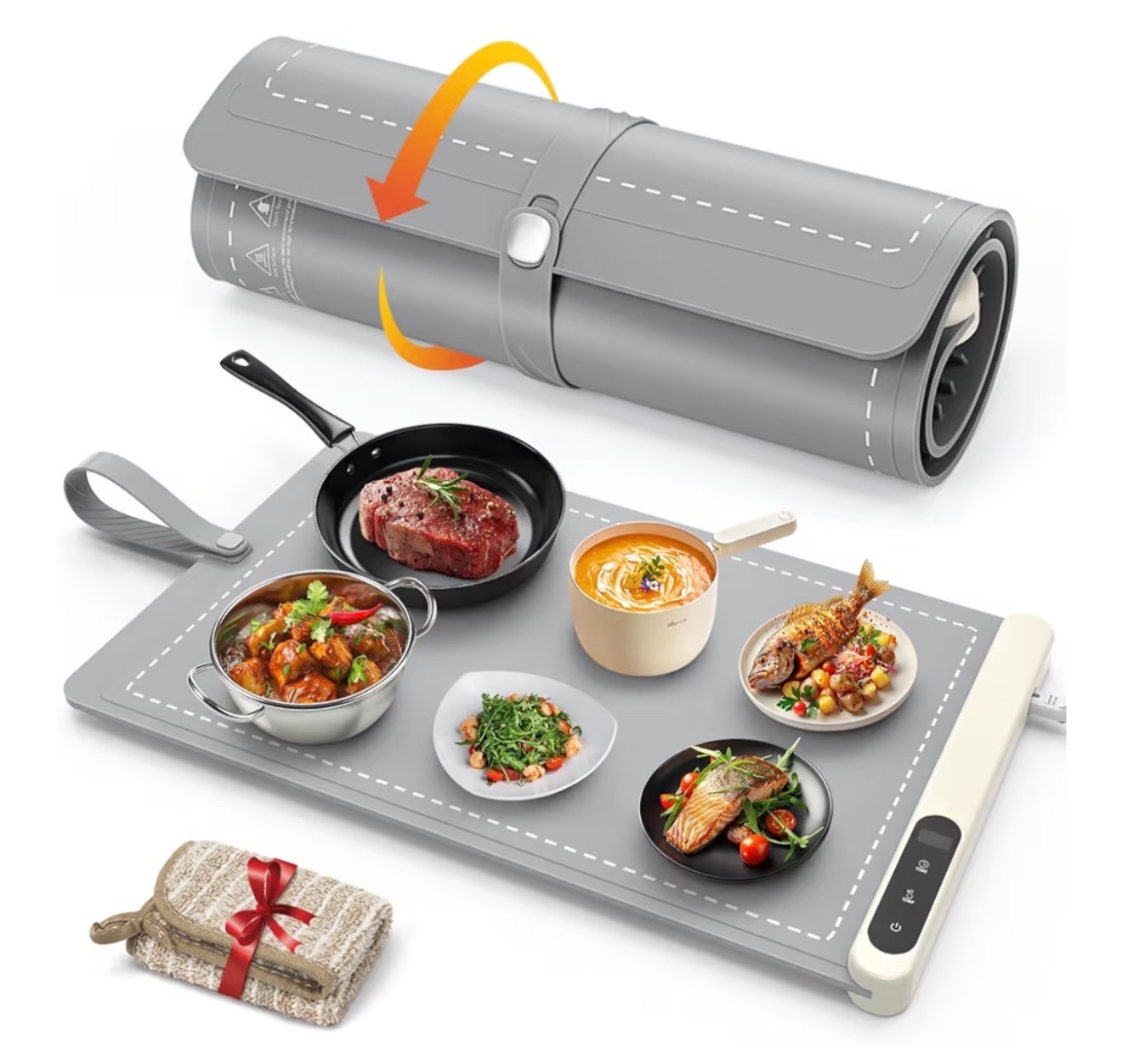 Warming Food Mat -Rapid & Fool Surface Heating With 6 Temp Settings XL  24x15 In