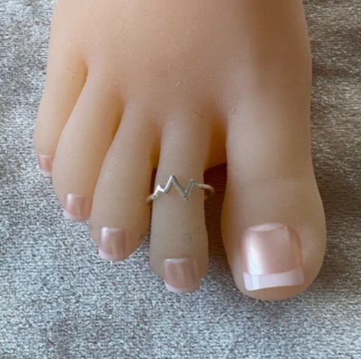 Solid Metal 925 Sterling Silver Womens Adjustable Toe Ring 14k White Gold Plated
