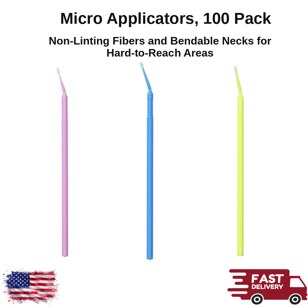 Micro Applicators Non-Linting Non-Absorbent Fibers Bendable Neck 100/Pk Dental