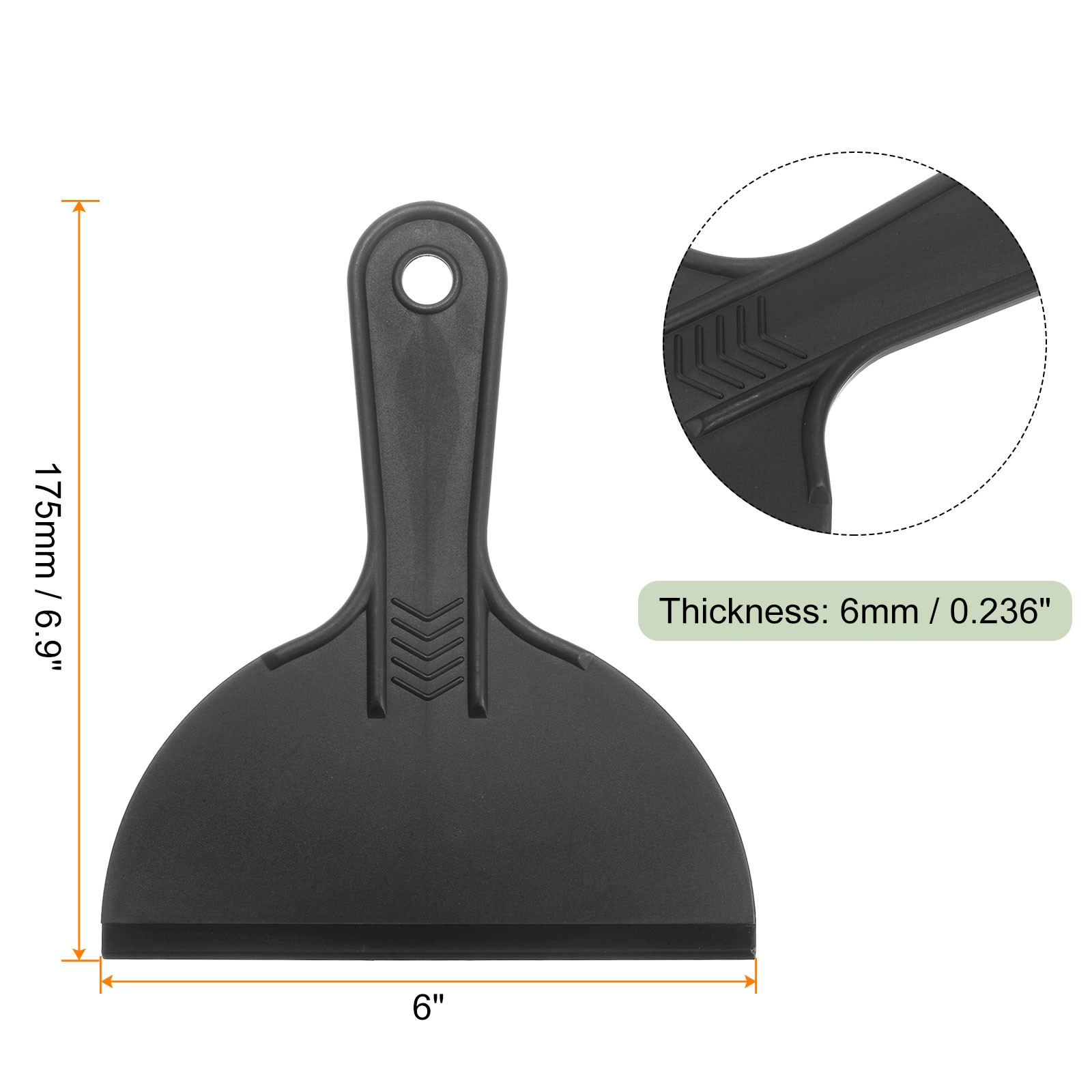 5pcs Putty Scraper 6" Width 6mm Thin Flexible Plastic Putty Knife Black
