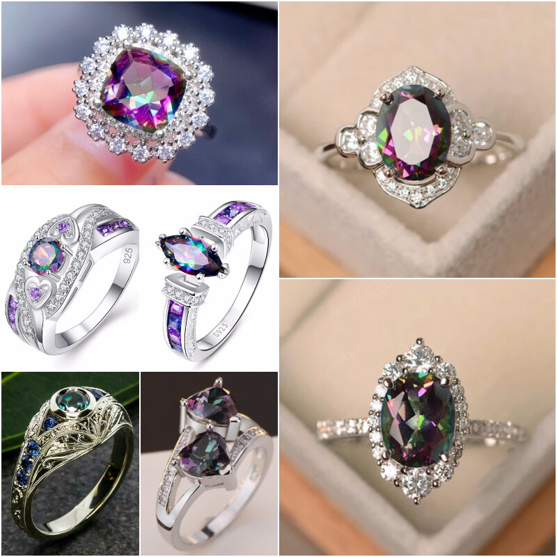 Gorgeous Cubic Zircon 925 Silver Plated Ring Women Wedding Party Gift Sz 6-10