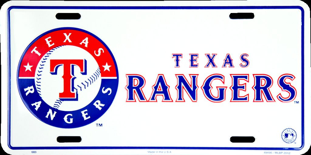 TEXAS RANGERS CAR TRUCK TAG LICENSE PLATE TEXAS RANGERS LOGO METAL SIGN