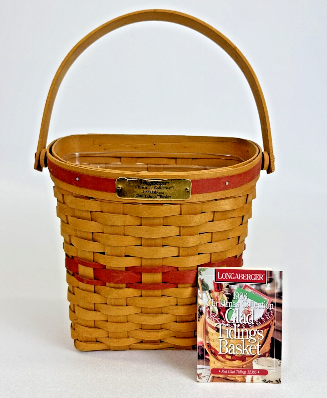 Vintage Longaberger Hanging Red Glad Tidings Basket 1998 Christmas Collection
