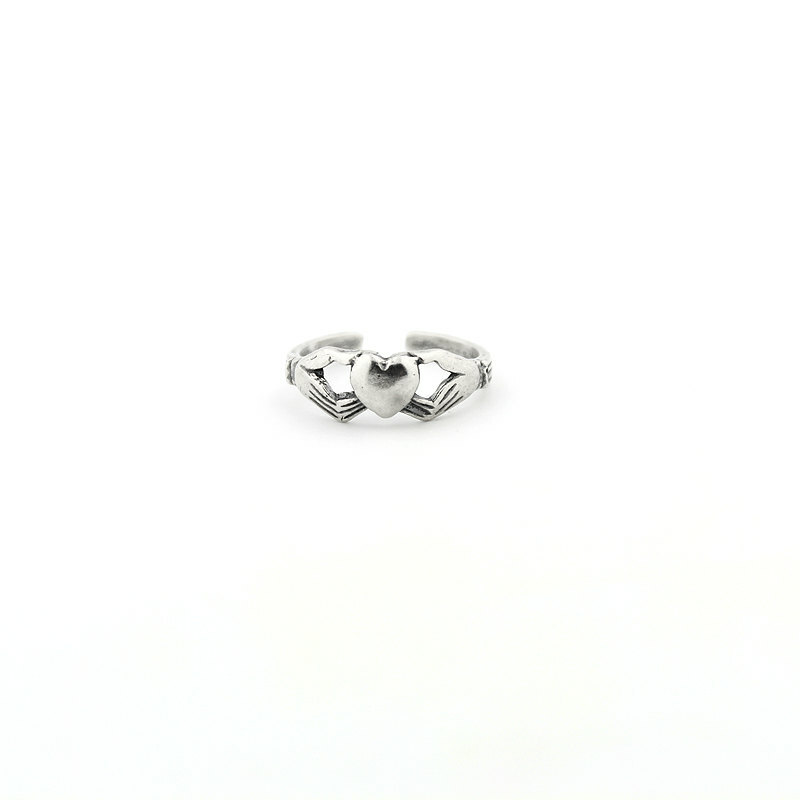 Sterling Silver 925 Heart Toe Ring Claddagh Design Adjustable Ring T112