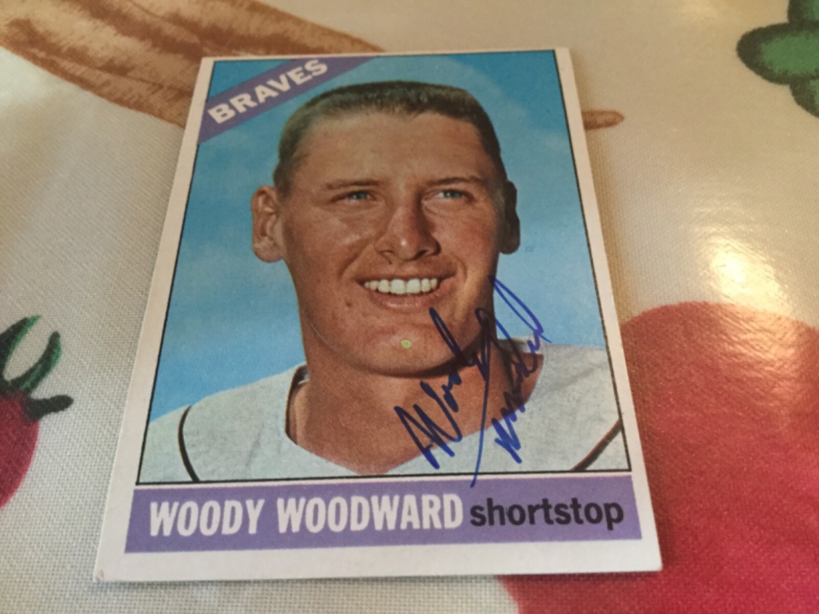 1966 Topps Autographed Baseball Card Woody Woodward Braves Reds #49