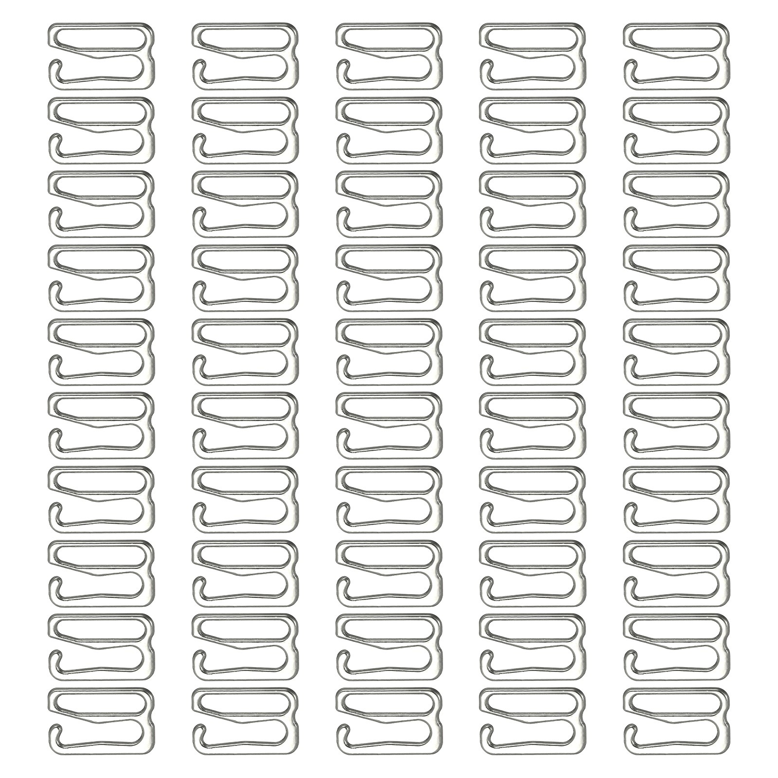 100Pcs Bra Hooks for Straps 10mm 9 Shaped, Silver