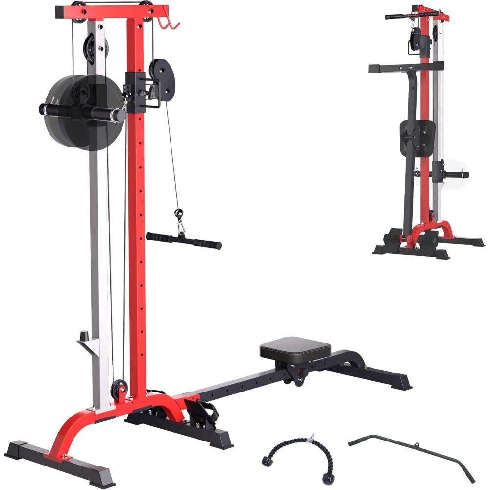 Multi Function Lat Pulldown Machine W/ Row & Leg Support Tricep Workout for Gym