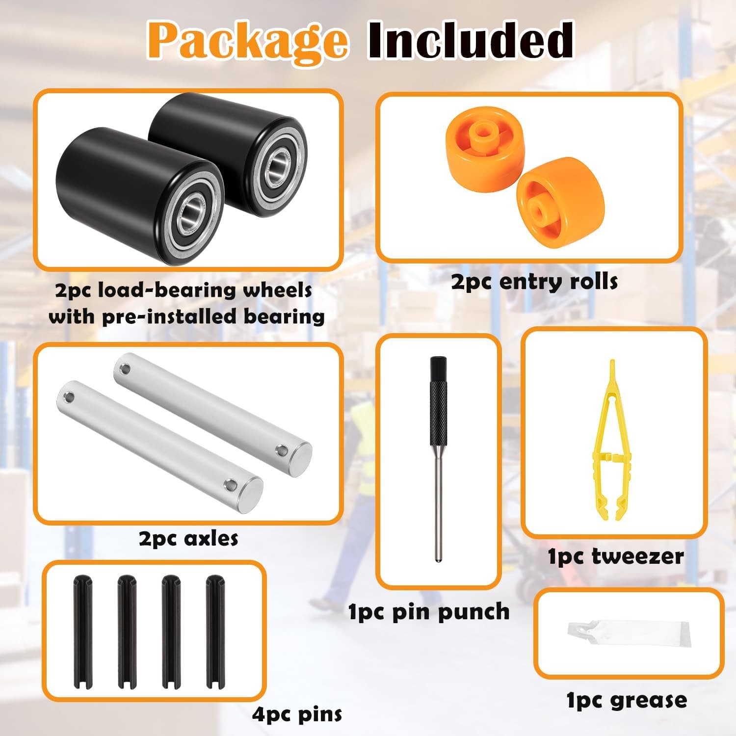 for Crown PTH50 Pallet Jack Front Load Wheels Replacement Kit Front Load Roller