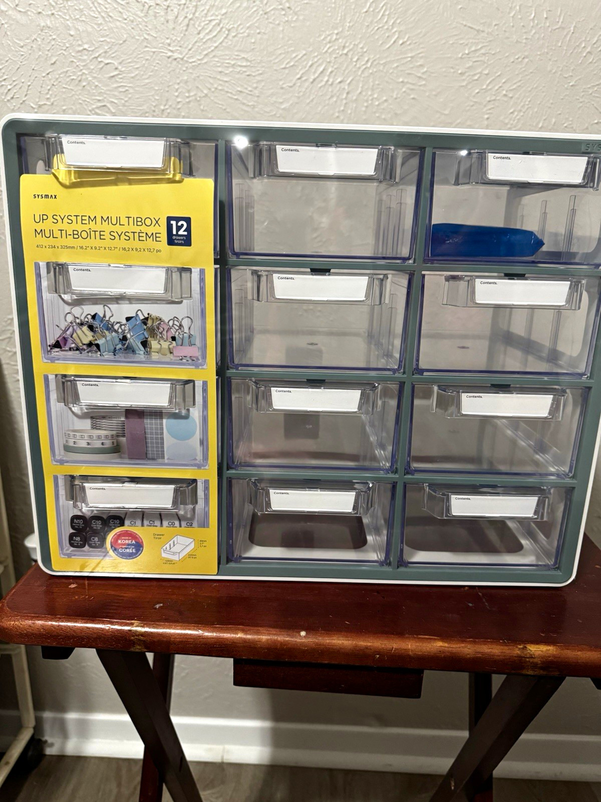 SYSMAX UP System Multibox 12-Drawer Plastic Tool Organizer, Blue/Clear