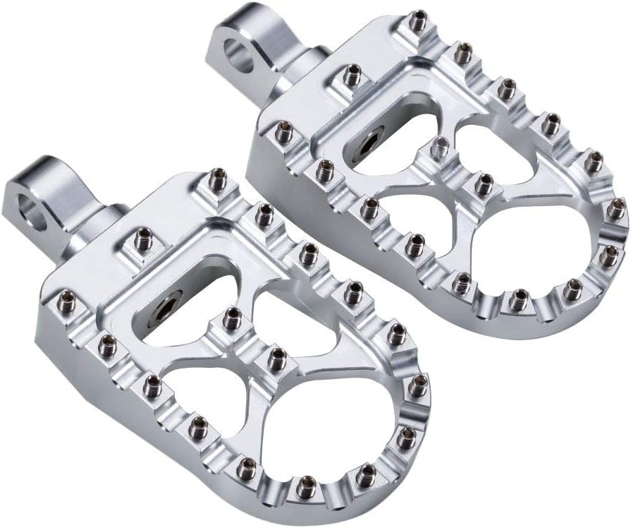 CNC Wide Foot Pegs 360° Roating MX Chopper Bobber Style for harley Dyna silver