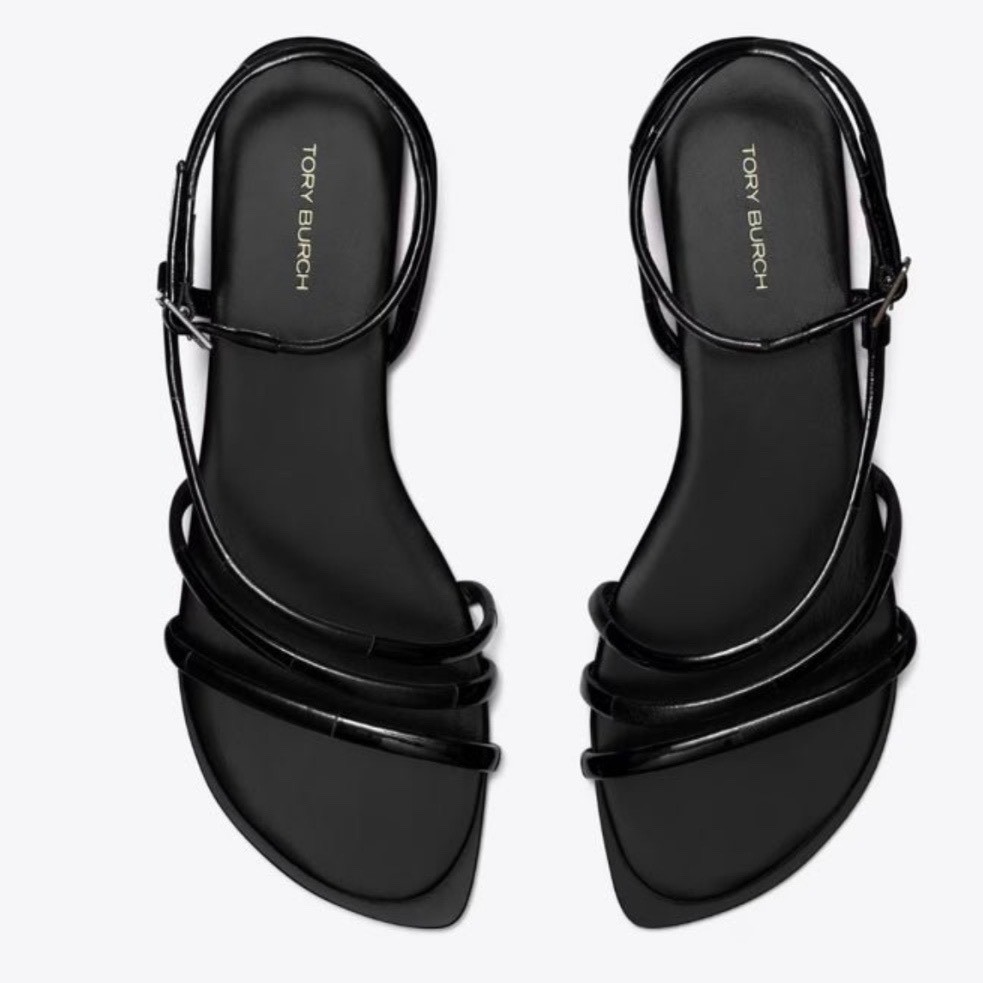 TORY BURCH Split Mignon Multi strap Sandals Size 8.5 In Black