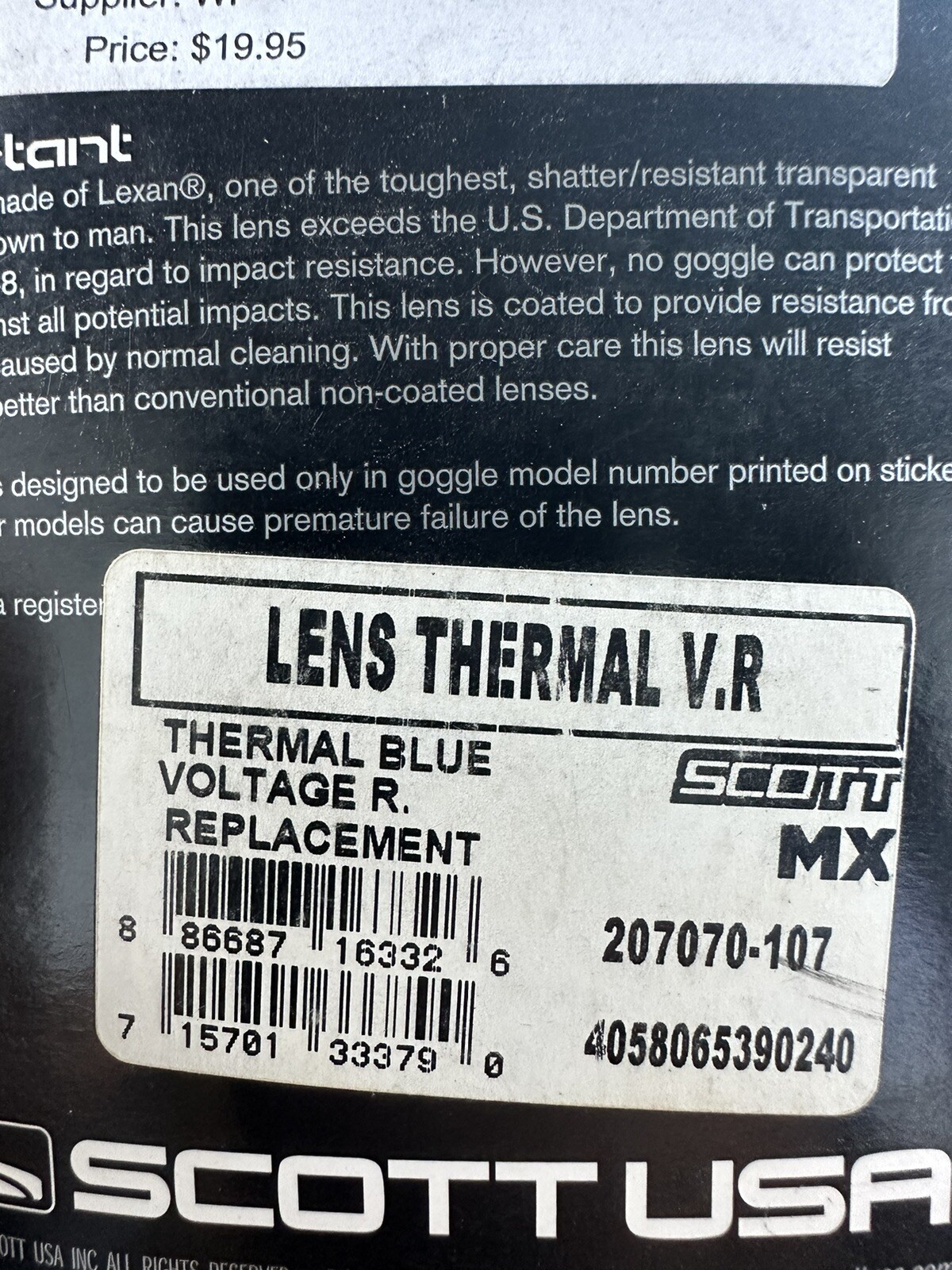 Scott MX Voltage R Thermal Anti-Fog Blue Replacement Lens