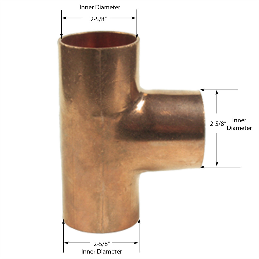 Libra Supply 2-1/2 inch, 2-1/2'', 2-1/2-inch Copper Pressure Sweat Tee C x C x C