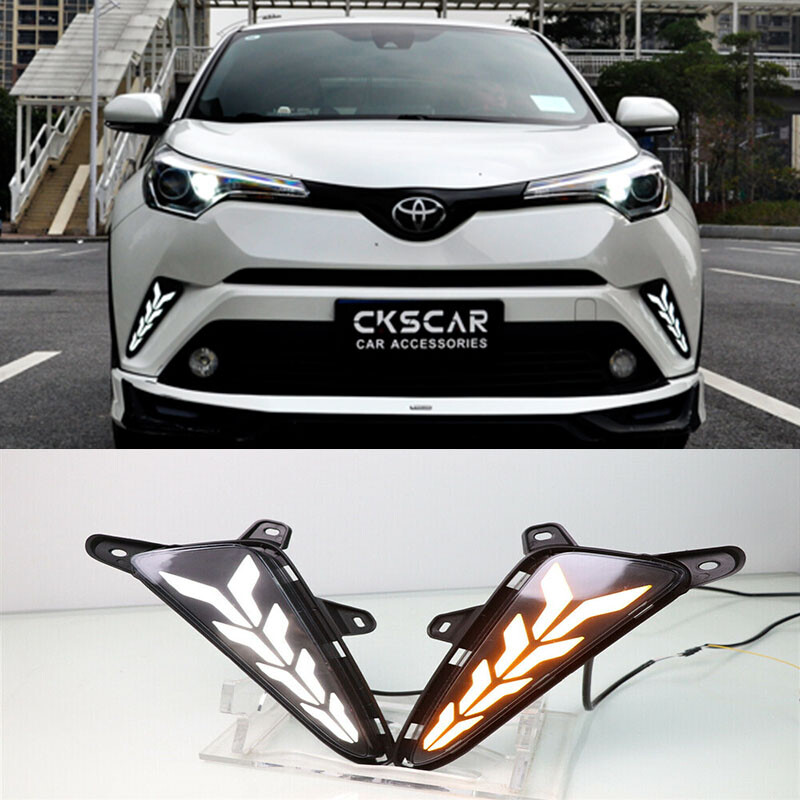 For 16-18 Toyota C-HR CHR DRL LED Daytime Running Light Turn Signal Fog Lamp 2PC