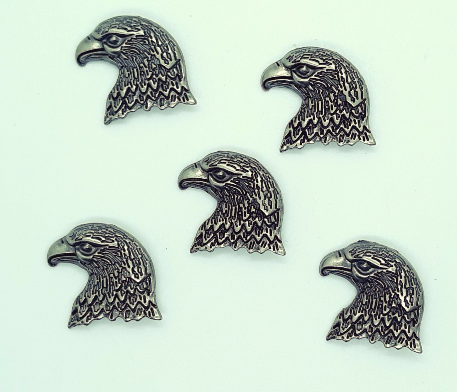 Eagle Eagles Head Conchos / Concho Pewter 7/8" X 3/4" Five Conchos & Rivets