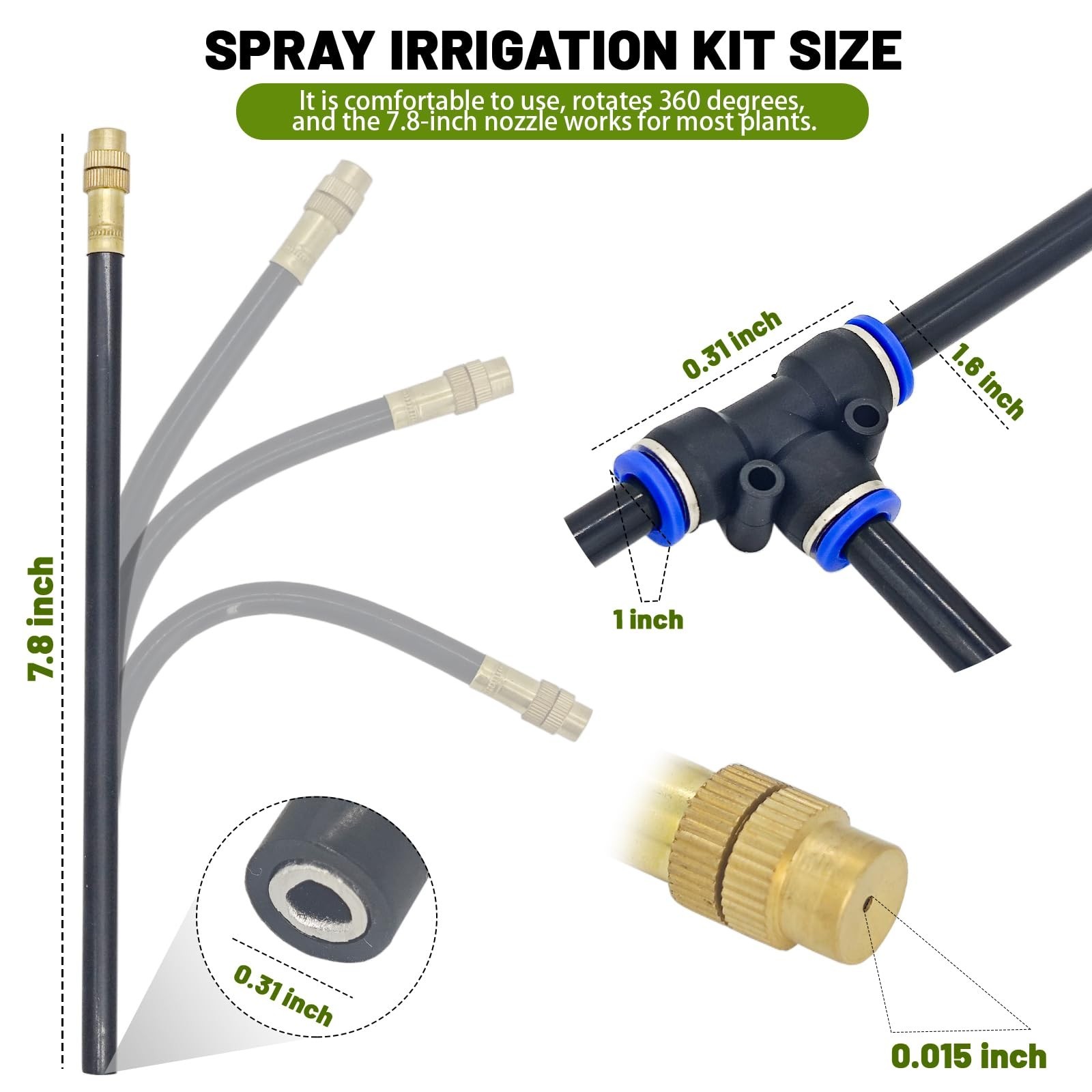 50 FT 360° Adjustable Drip Irrigation System - Automatic Garden Watering, 16 Noz