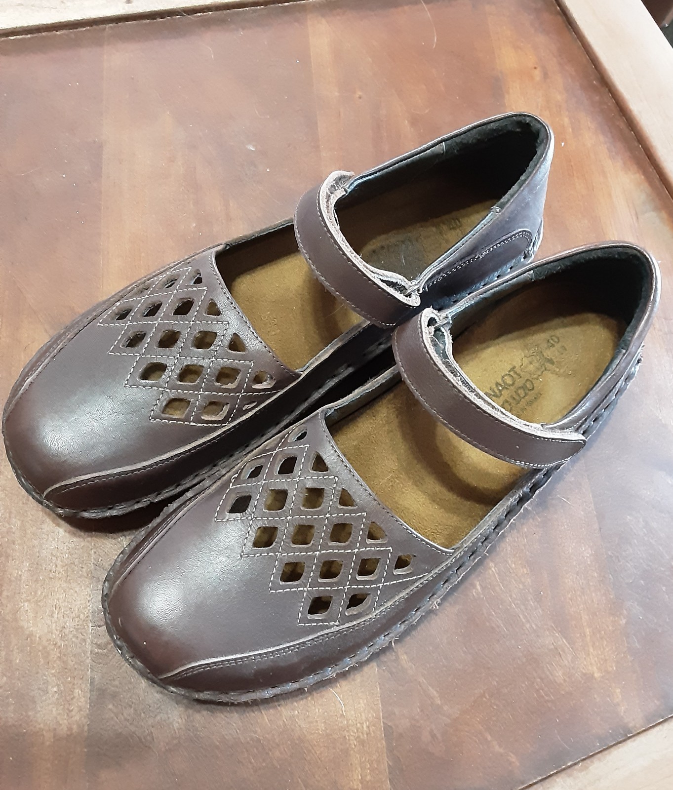 NAOT 'Bramble' Brown Leather Mary Jane Shoes ~ Women's Size EU 40 US 9
