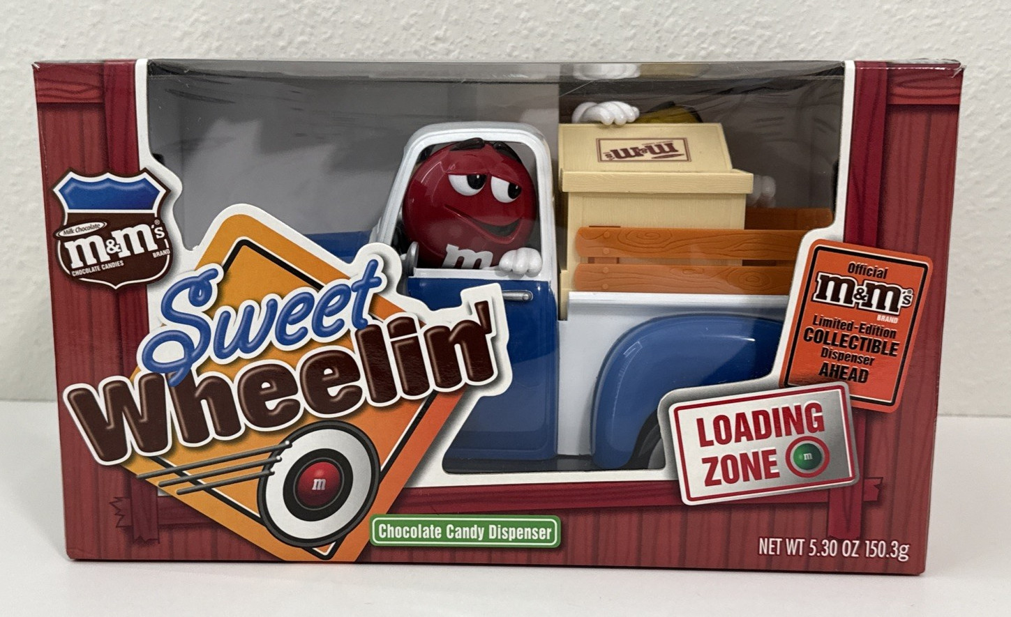 M&M's Candy Dispenser w/Original Candy Sweet Wheelin' Limited Ed Collectible NIB