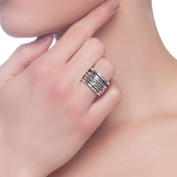 925 Sterling Silver Spinner Ring Boho Meditation Jewelry Gift For Her A-984