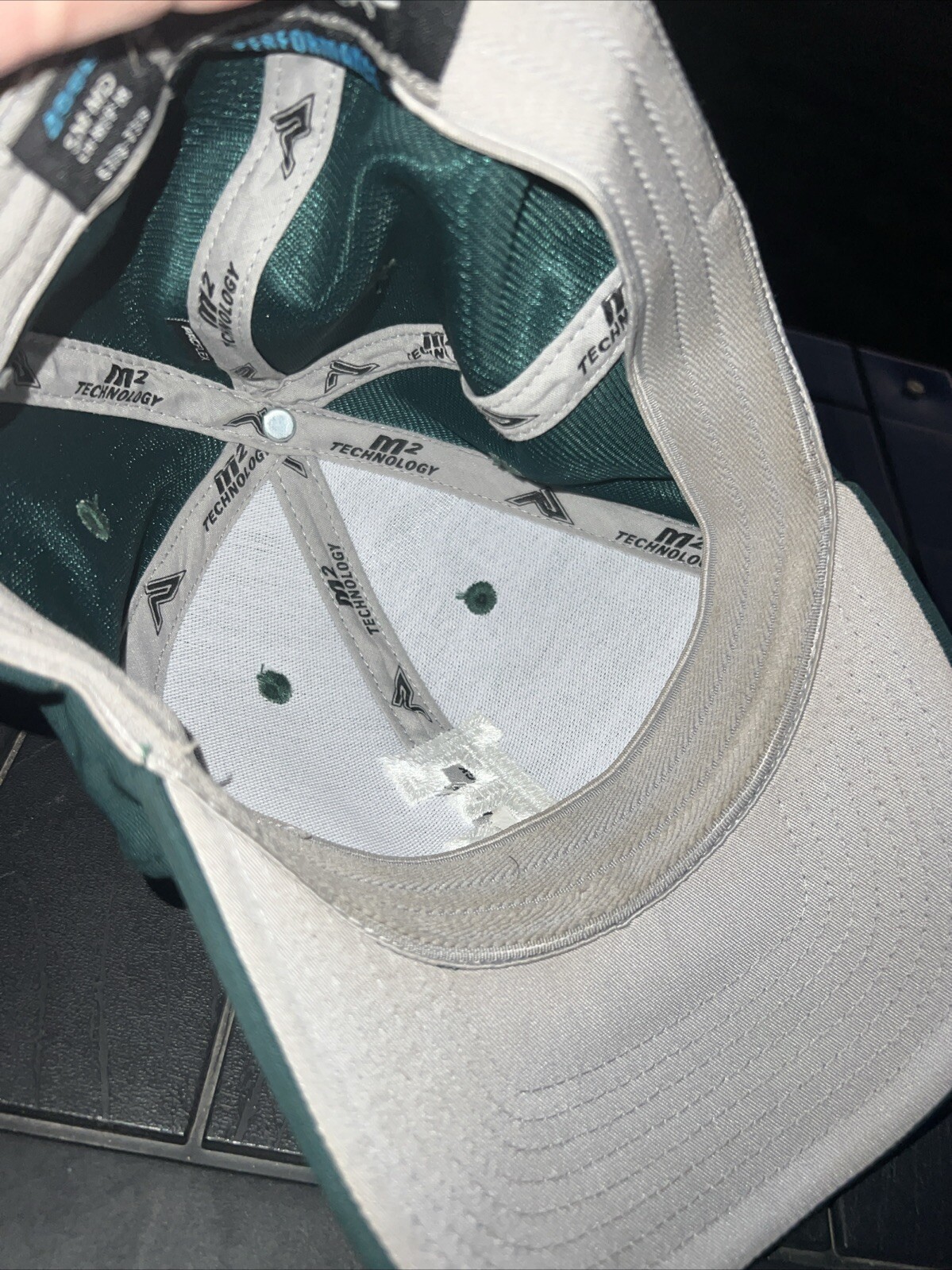 White E on Green Hat Cap Pacific Headwear Performance Size SM-MD EUC