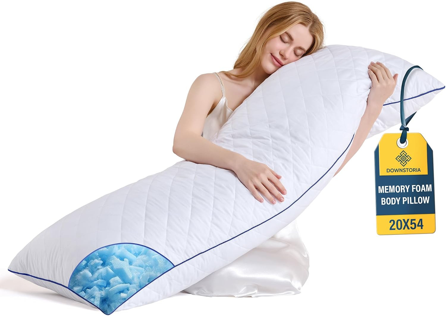 Memory Foam Body Pillow for Adults, Full Long Pillow Insert for Side Sleepers, B