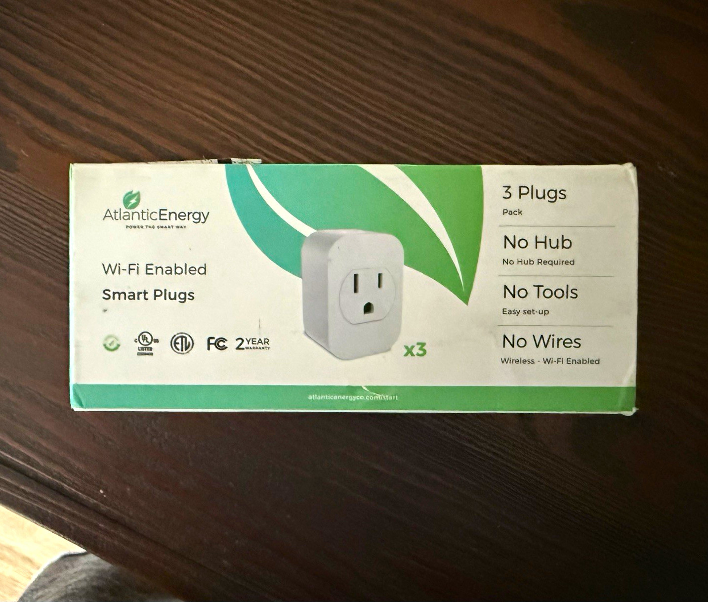 Atlantic Energy Smart Plug 3-Pack Wi‑Fi No Hub Required White US Type A 1 Outlet