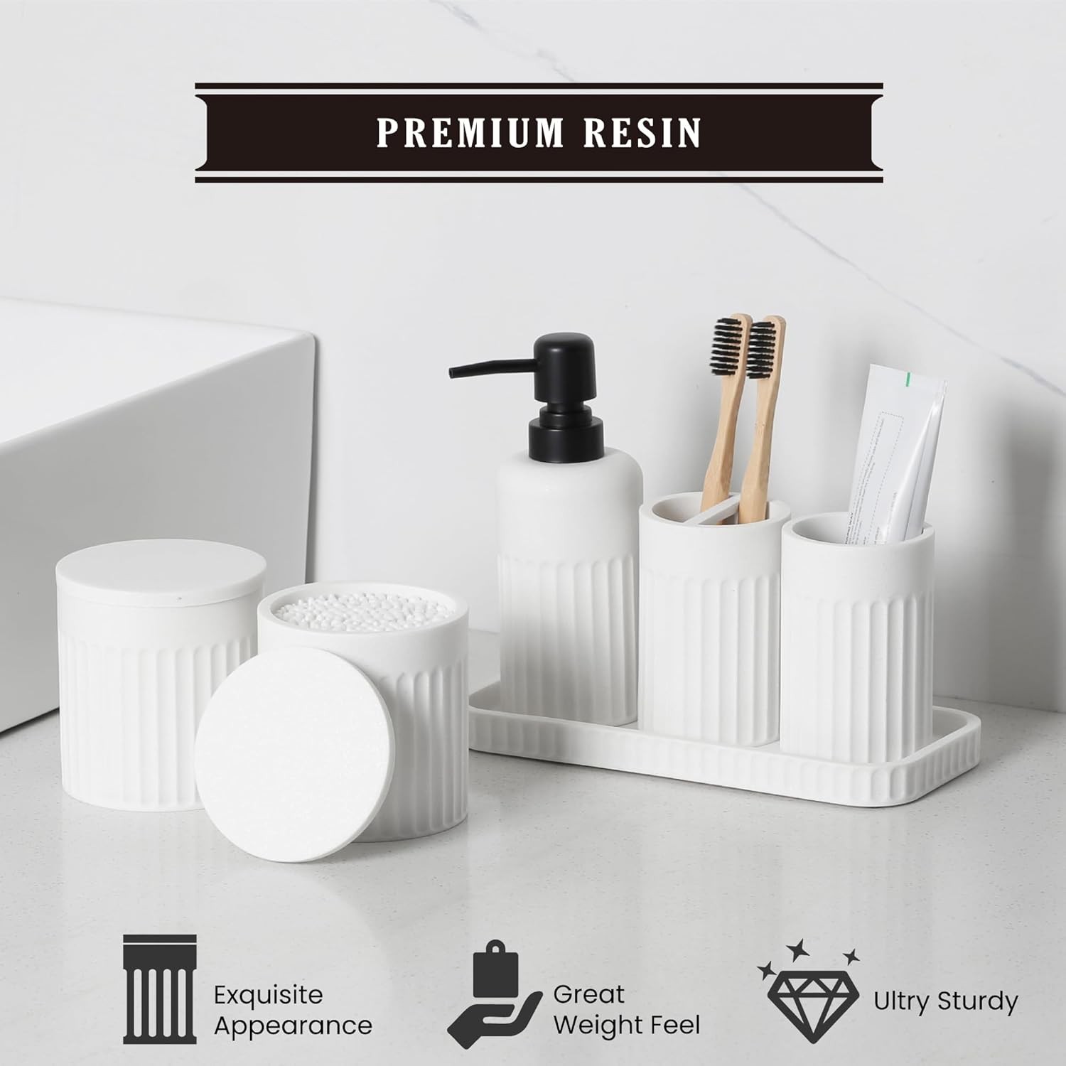 Bathroom Accessory Set - 6 Pieces Bathroom Accessories Set Complete with Soap