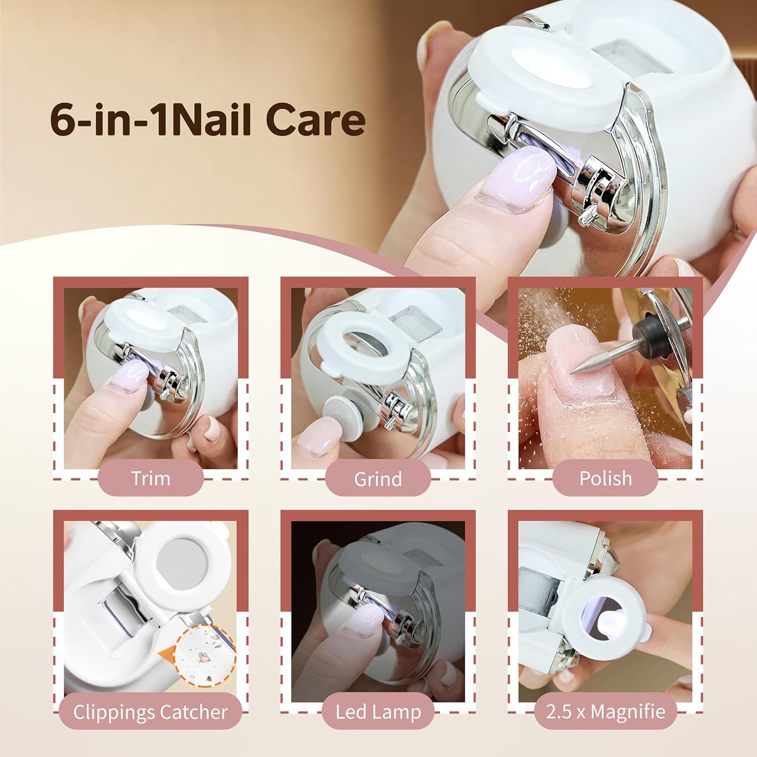 Electric Nail Clipper Automatic Thick Nails Trimmer With LED Lights & Magnifier