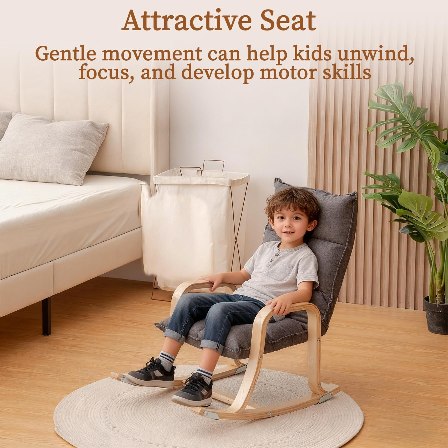 Cozy Kids' Recliner Chair - Soft Rocking Floor Seat for Playroom & Nursery