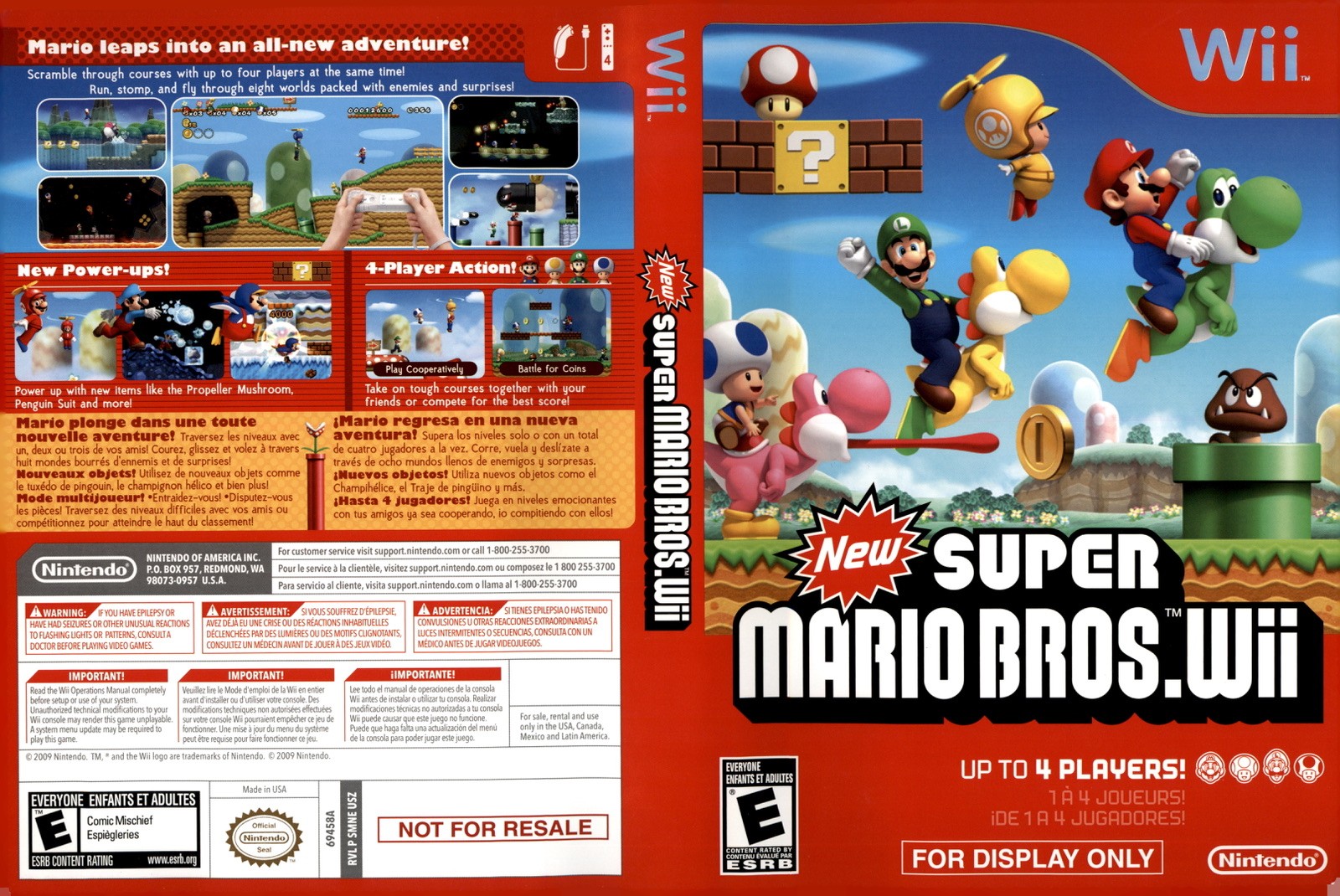 New Super Mario Bros Wii Nintendo Wii Art Insert Only Used Condition NFS