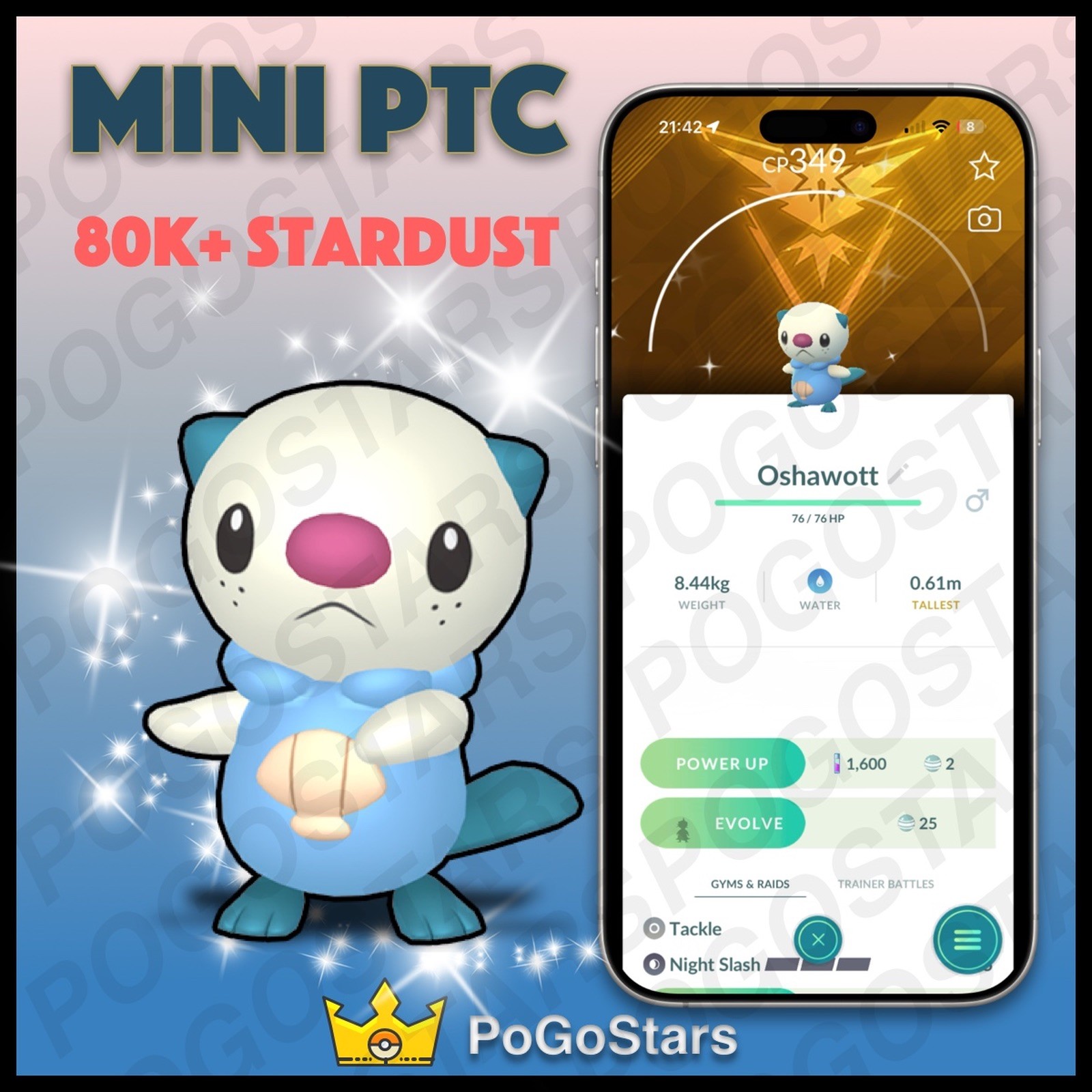 Pokémon PTC Go - Shiny Oshawott - Team Instinct✨Special Background✨