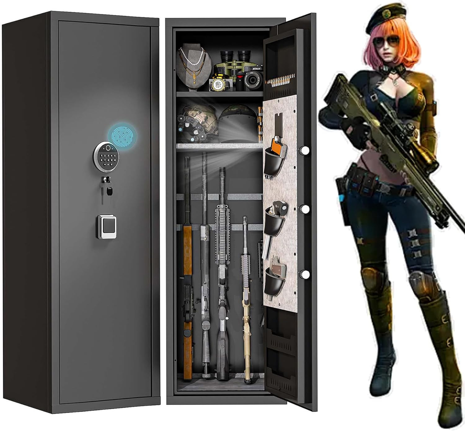 Gun Safe for Rifles and Pistols, 10-15 Large Gun Cabinet Gun Safes for Home Adju