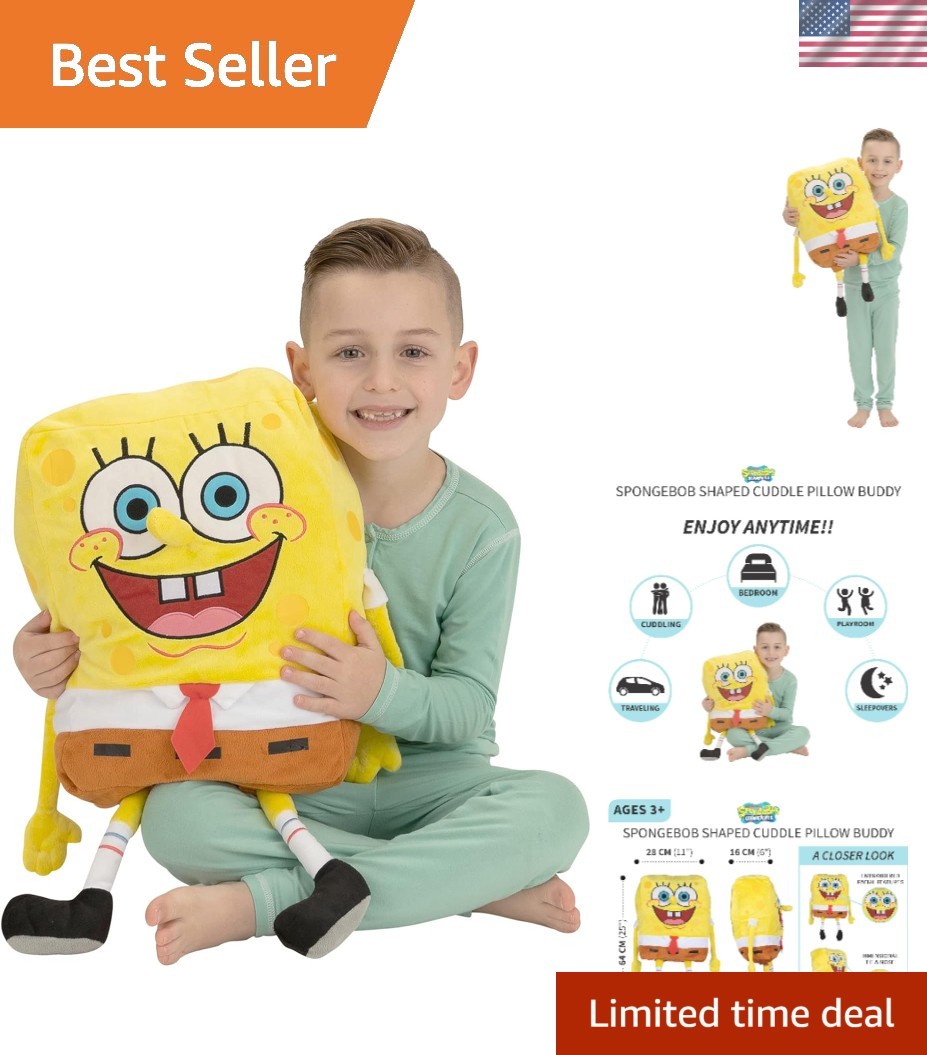 Fun 25" SpongeBob Cuddle Pillow - Perfect for Playtime Adventures & Sleep