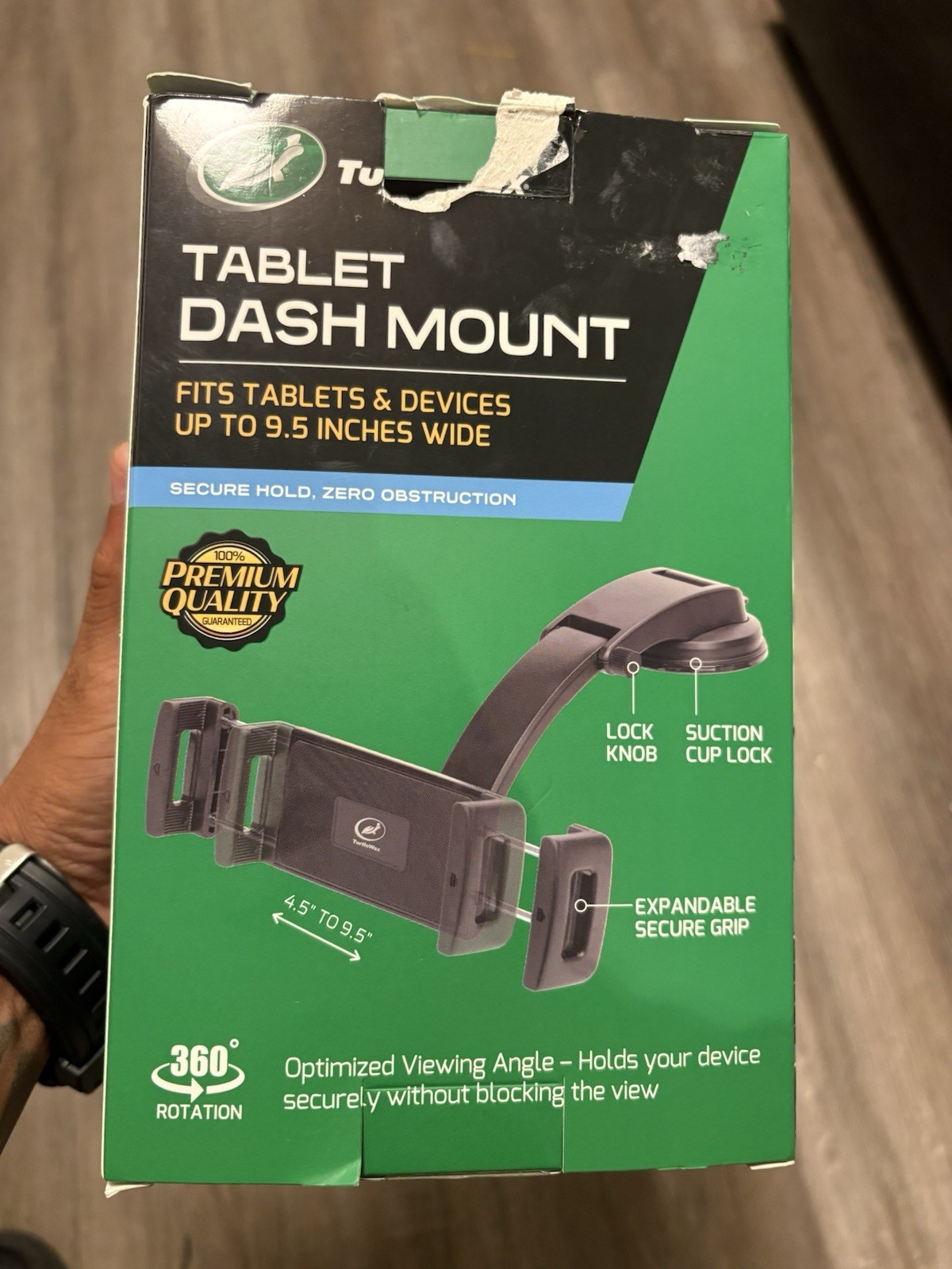 TurtleWax Tablet Dash Mount Suction Cup 360 Rotation Adjustable Black up to 9.5"