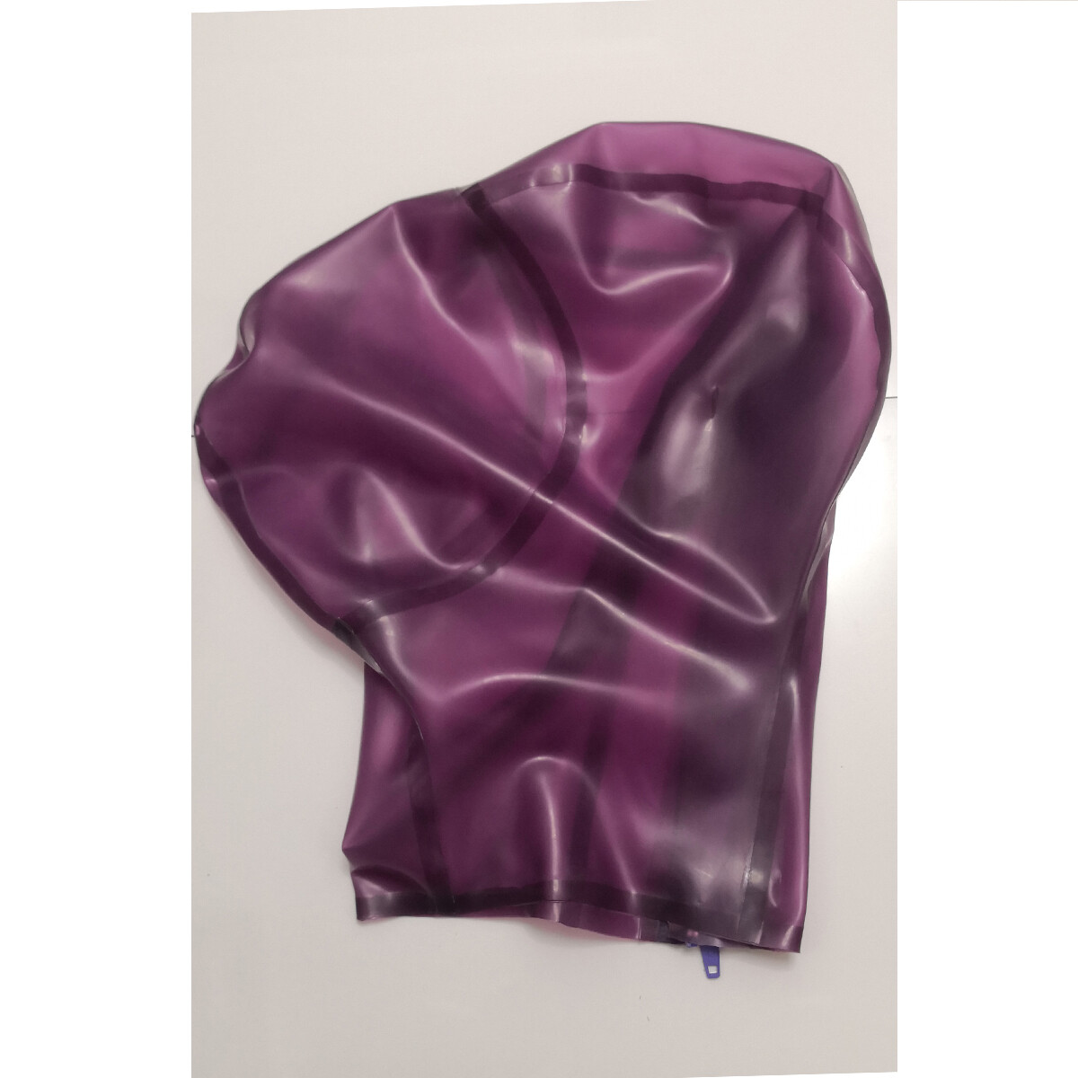 Transparent Purple Latex Hood Mask with Breathing Hole Back Zip for Women Wear
