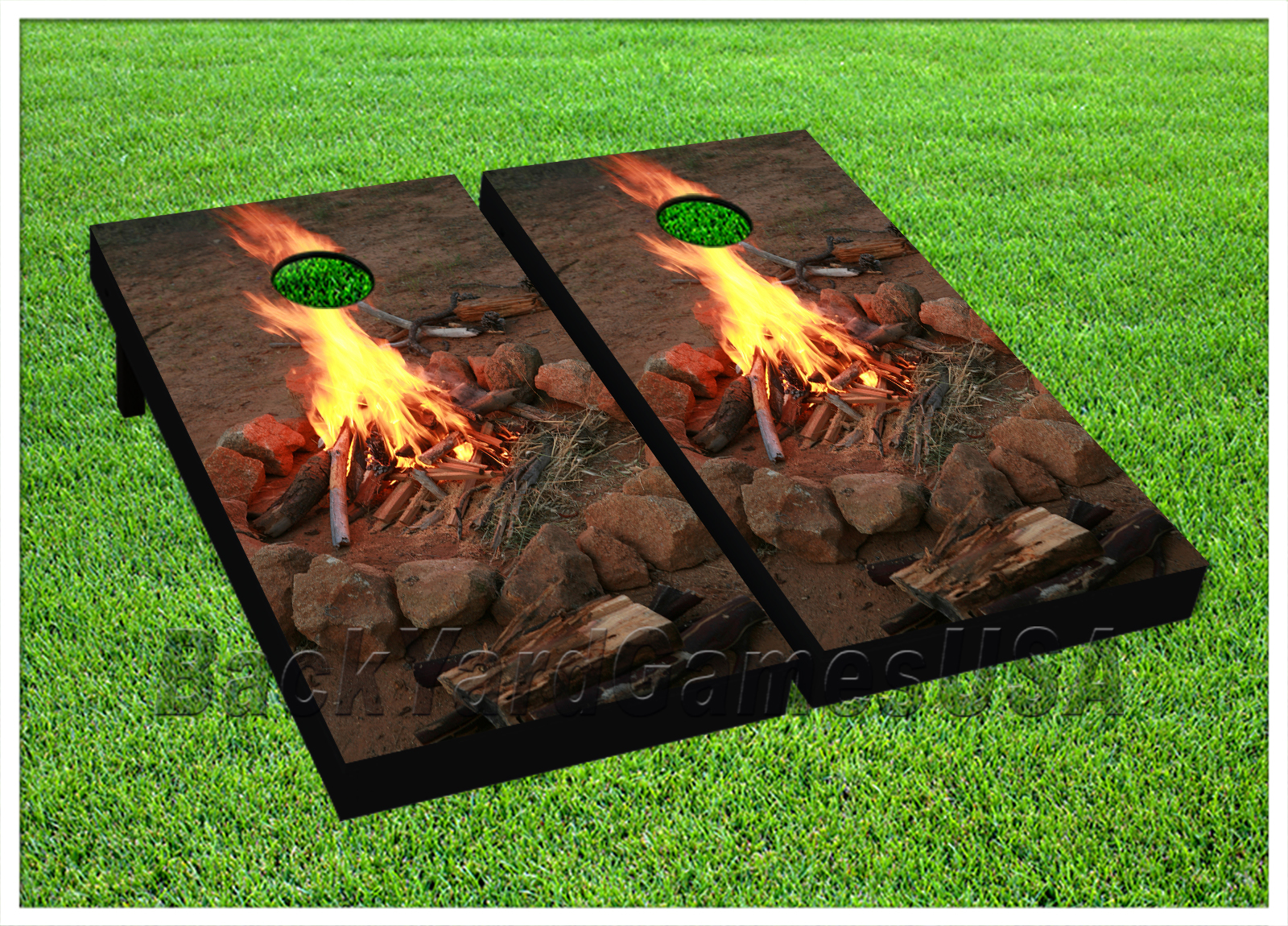 Fire at the Beach CORNHOLE BEANBAG TOSS GAME w Bags Game Boards  Set 1003