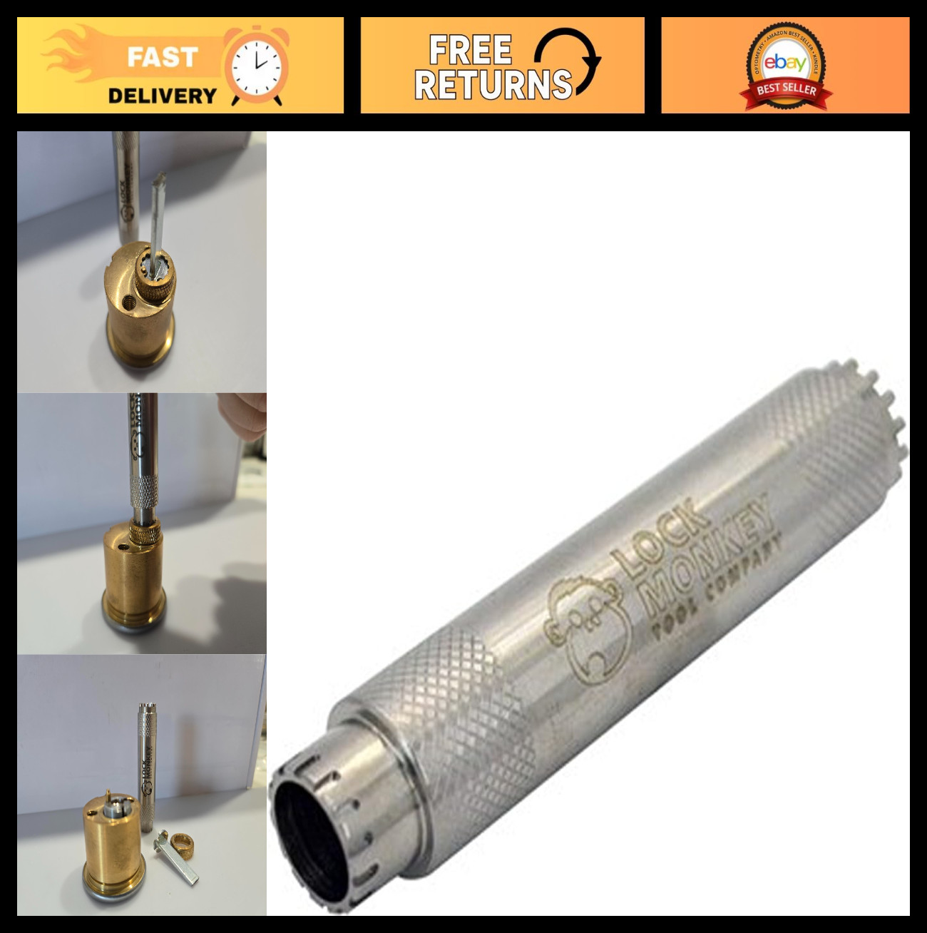 Stainless Steel Lock Cylinder Cap Removal Tool for Disassembly & Rekeying - Lock