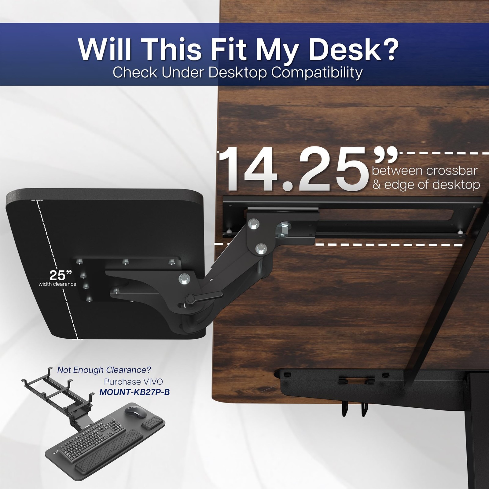 Adjustable Computer Keyboard & Mouse Platform Tray Ergonomic Under Table Desk...