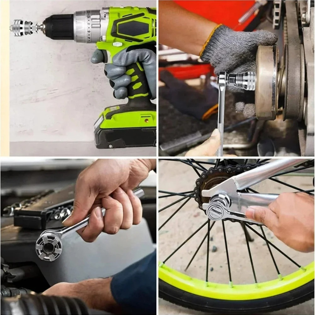 10-19mm Universal Socket Tool Adjustable Multifunction Wrench Sleeve Adapter Kit