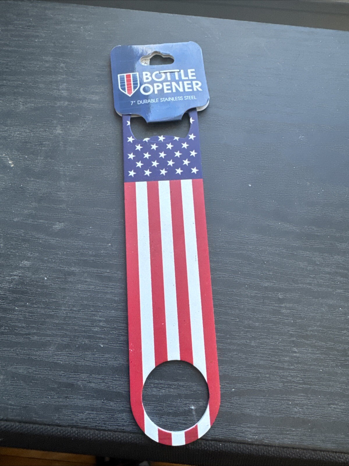 Bottle Opener 7” Durable Stainless Steel American Flag NWT USA