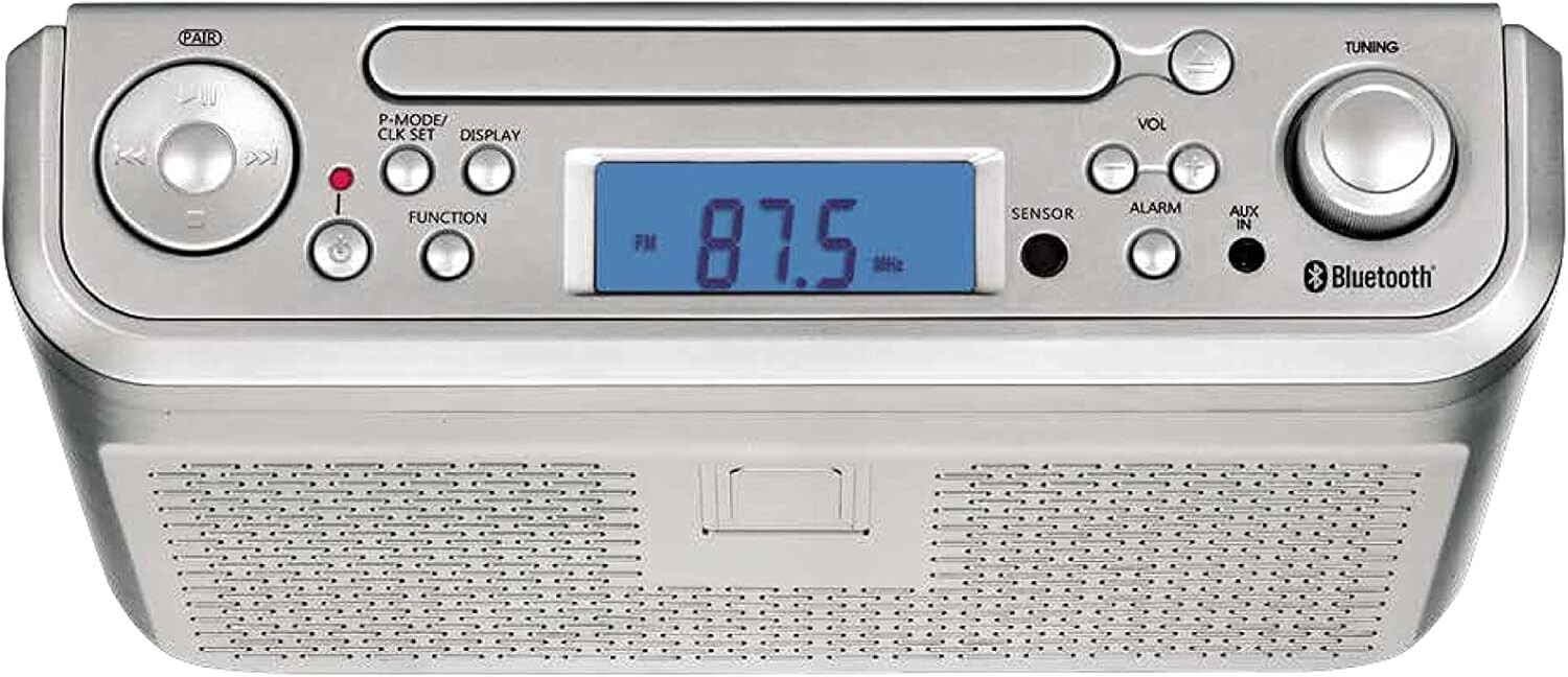Under Cabinet Radio Clock CD Bluetooth Remote Music Speakers Kitchen Home Stereo