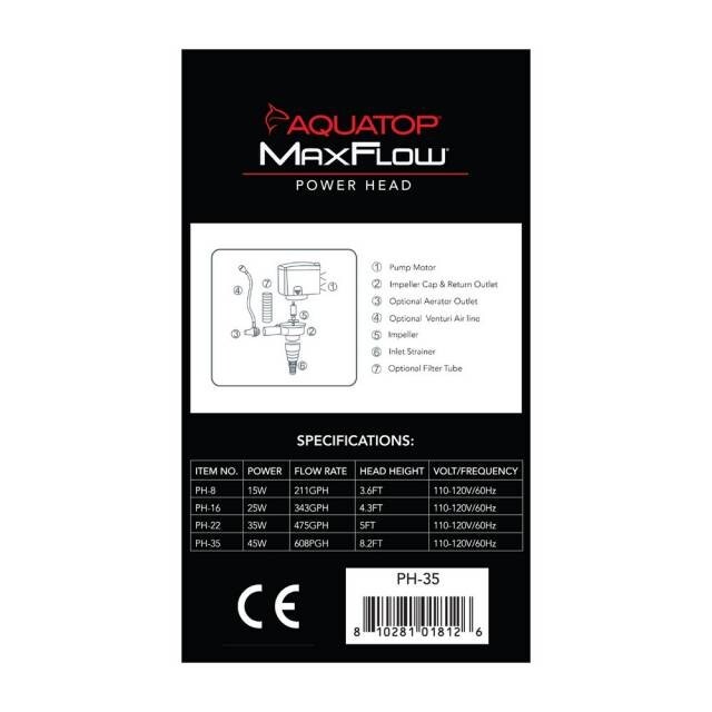 AQUATOP PH-22 475 GPH MaxFlow Power Head