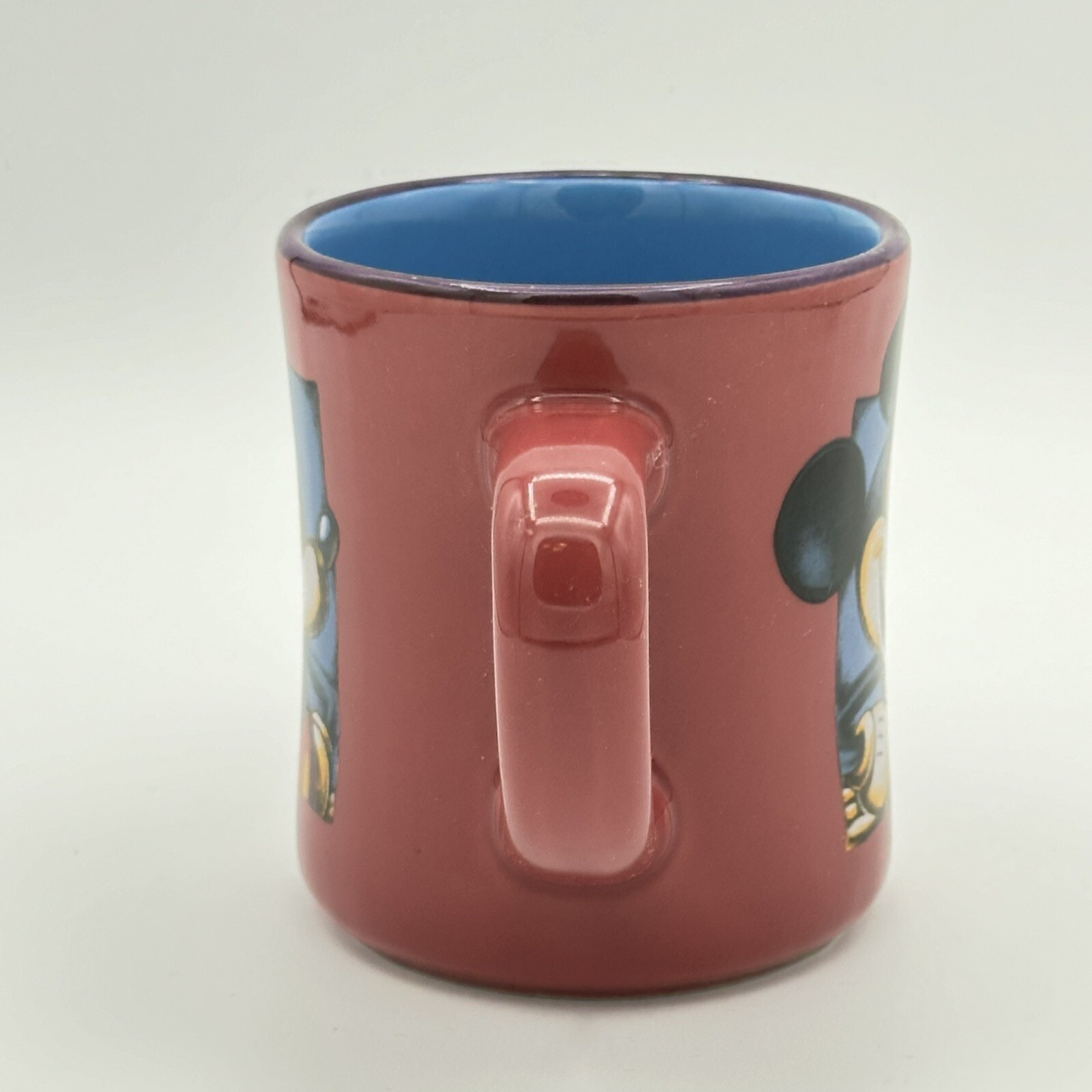 Disney Mickey Mouse Maroon Coffee Mug Blue Inside Excellent Condition No Chips